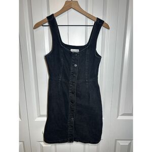 Urban Outfitters Washed Black Denim Button Front Mini Dress Size 2